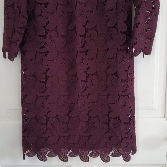 Loft Maroon Floral Lace Dress - Picture 7 of 14